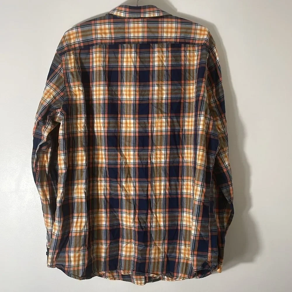 Banana Republic Orange & Blue Lightweight Flannel Size XL